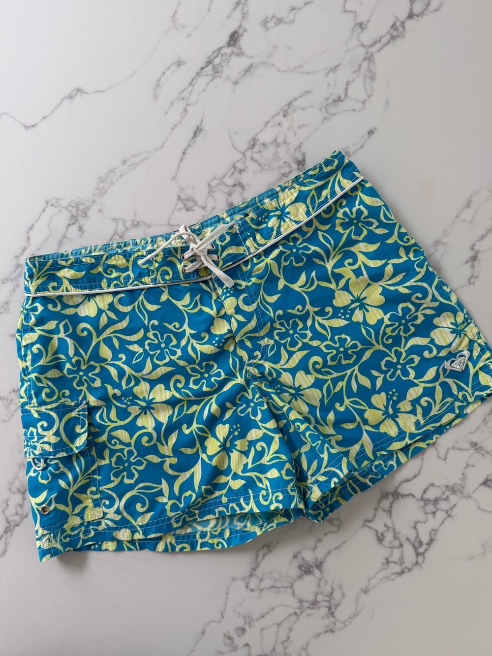 Vintage Roxy Quiksilver Printed Boardshorts - Blue/Green/White - Junior's Size 9